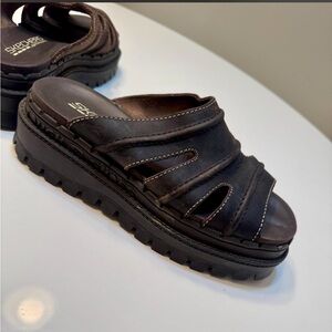 Skechers Black Cut-Out Platform Slides